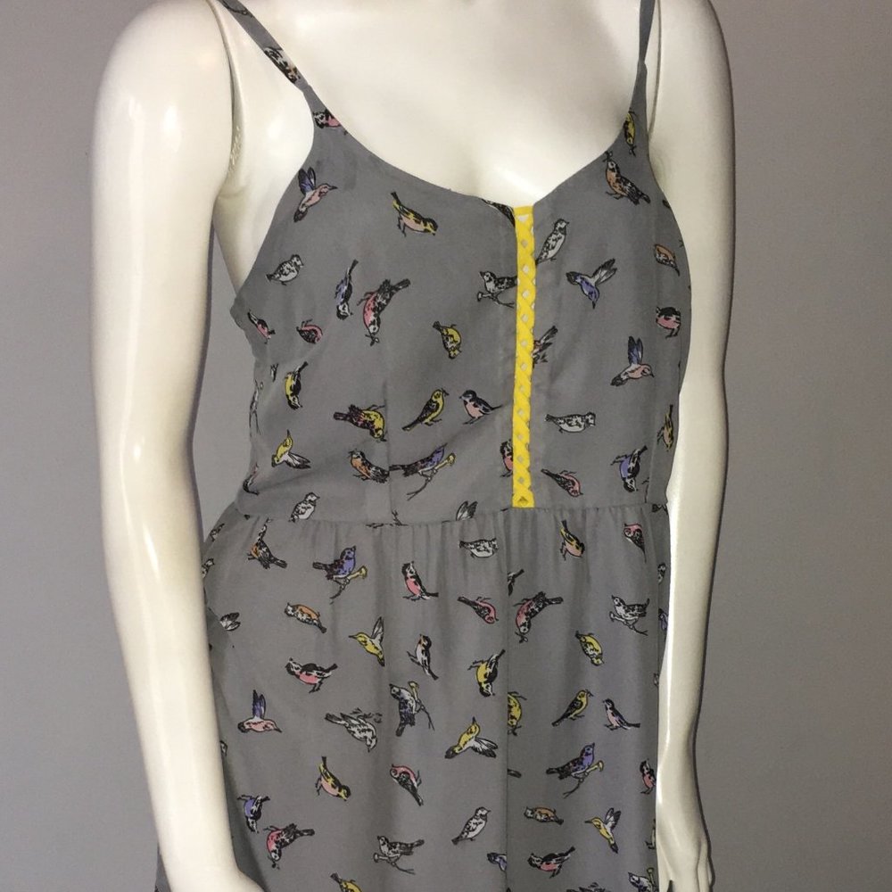 Xhilaration Grey Bird High-Low Chiffon Dress